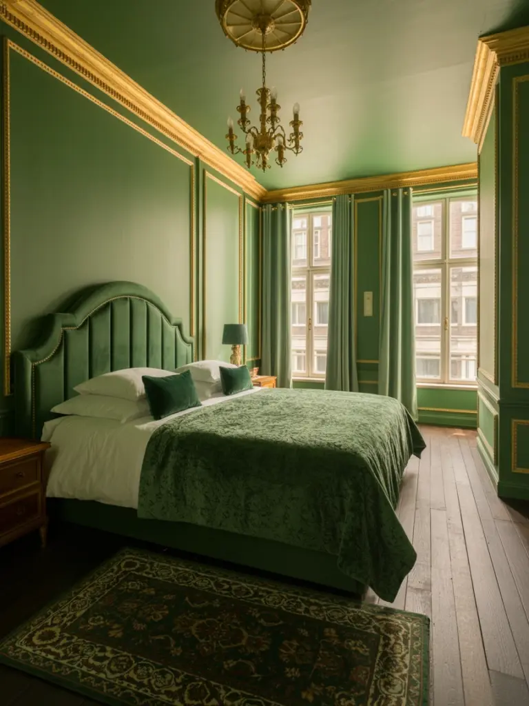 Green And Gold Bedroom 1