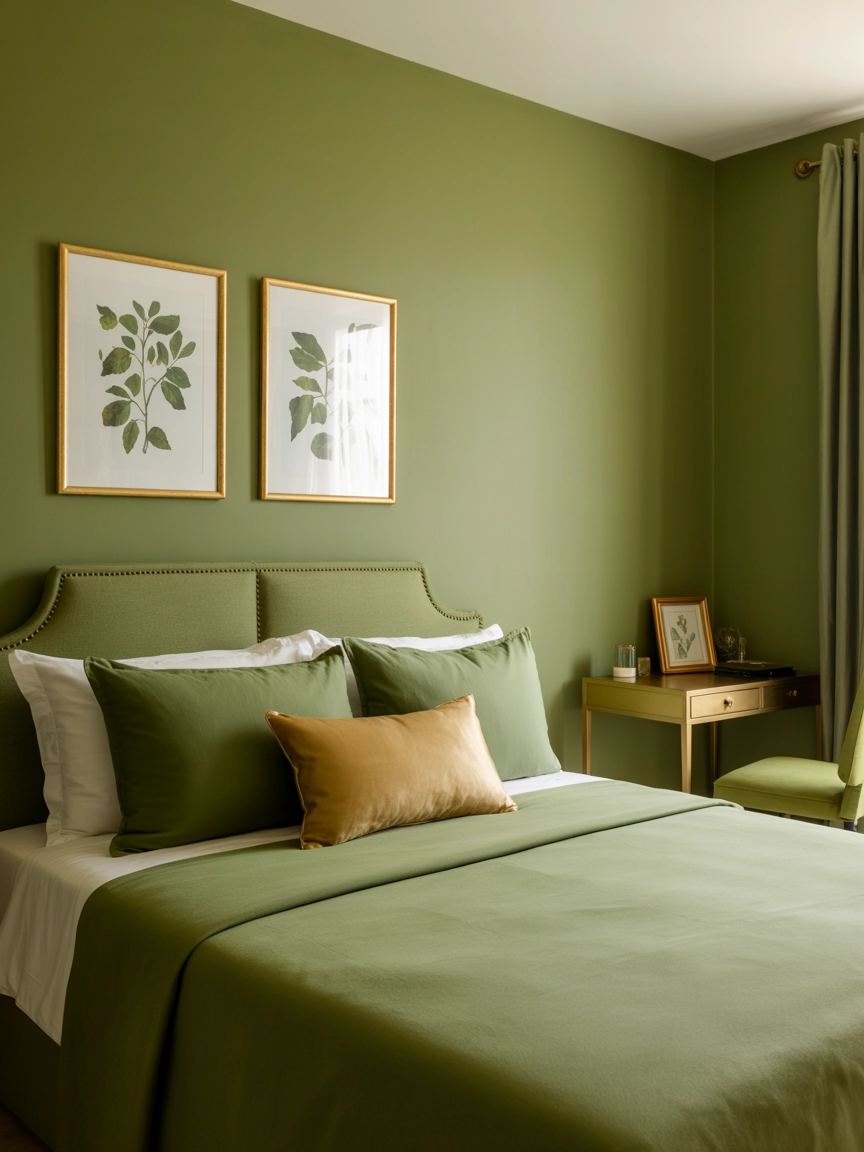 Green And Gold Bedroom 10
