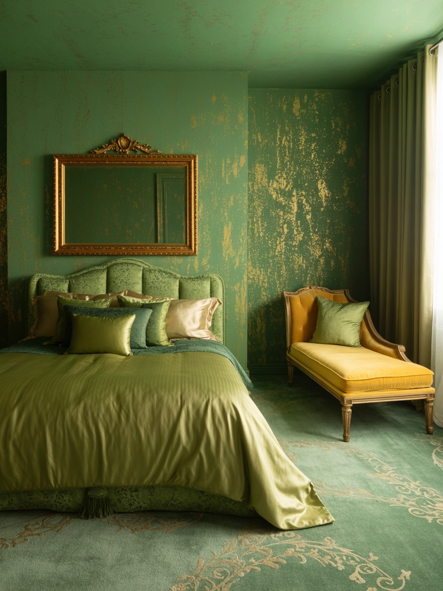 Green And Gold Bedroom 5