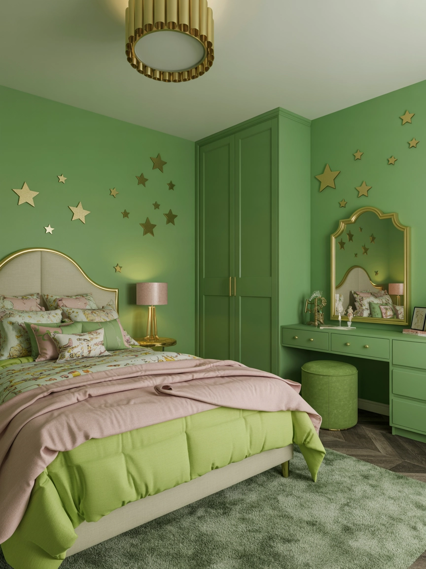 Green And Gold Bedroom 7
