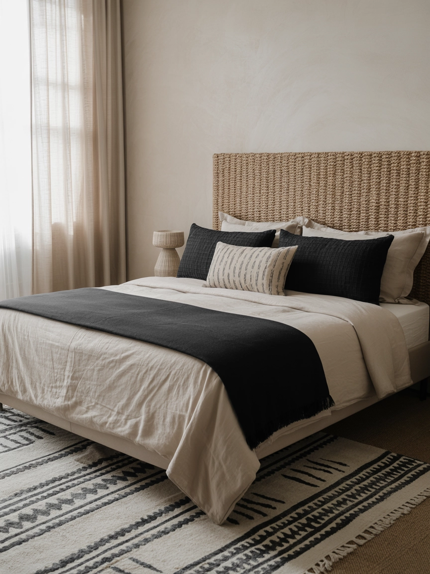 Neutral And Black Bedroom 9
